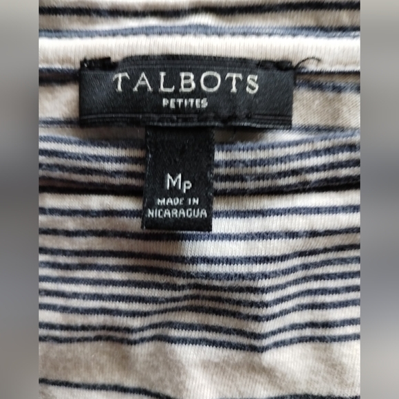 TALBOTS striped Nautical top 3/4 sleeve top - Picture 7 of 13